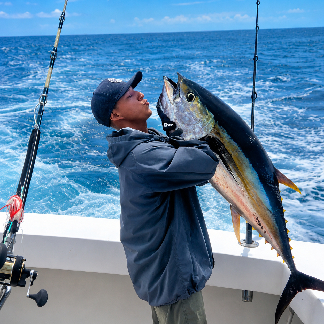 guy fishing yellow fin tuna
